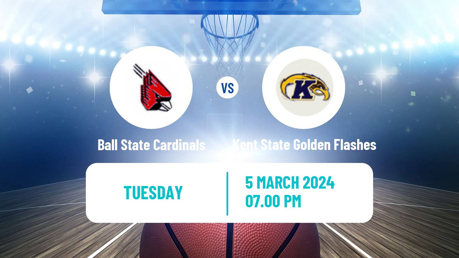 Basketball NCAA College Basketball Ball State Cardinals - Kent State Golden Flashes