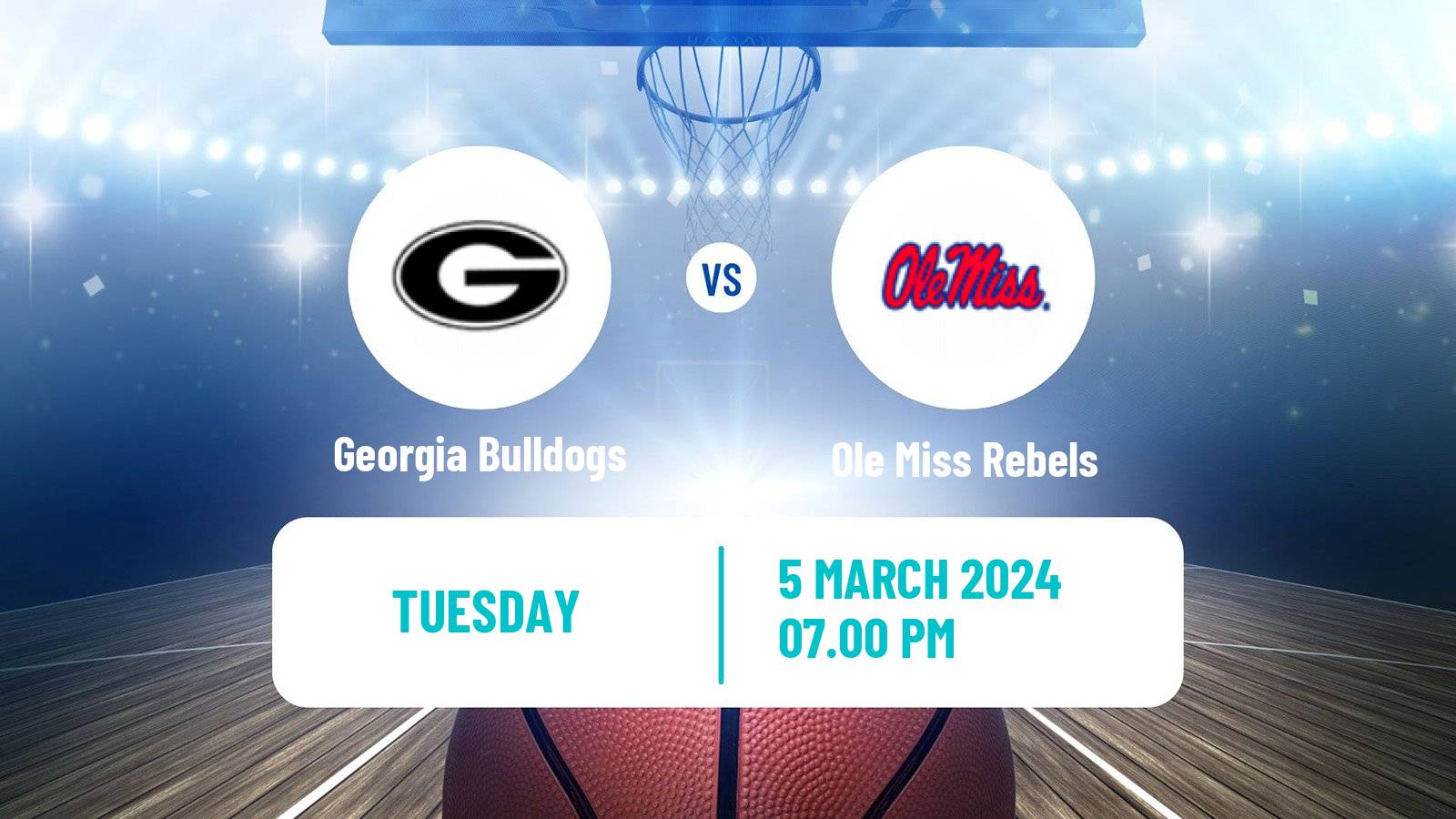 Basketball NCAA College Basketball Georgia Bulldogs - Ole Miss Rebels