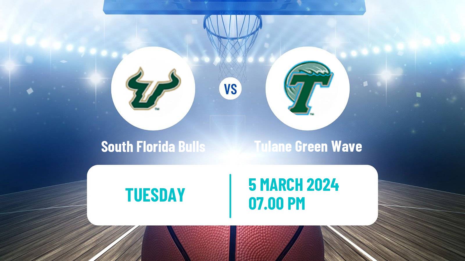 Basketball NCAA College Basketball South Florida Bulls - Tulane Green Wave