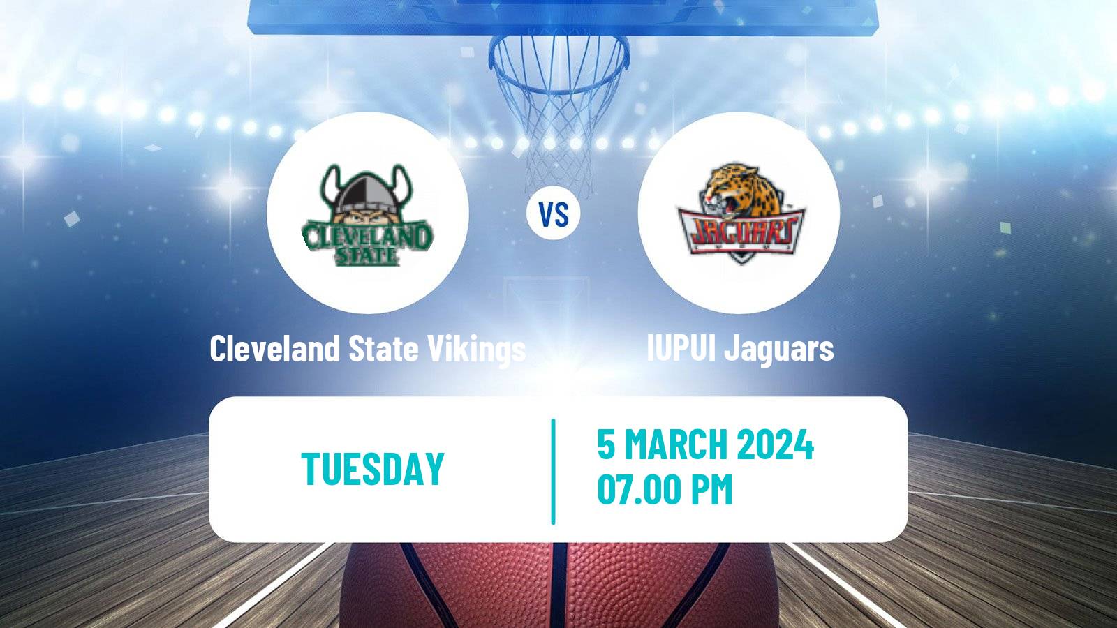 Basketball NCAA College Basketball Cleveland State Vikings - IUPUI Jaguars