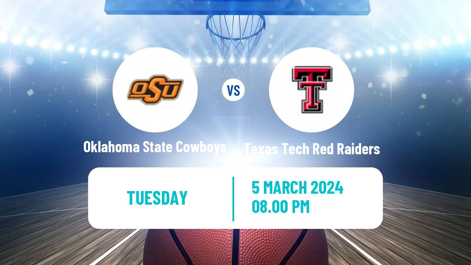 Basketball NCAA College Basketball Oklahoma State Cowboys - Texas Tech Red Raiders