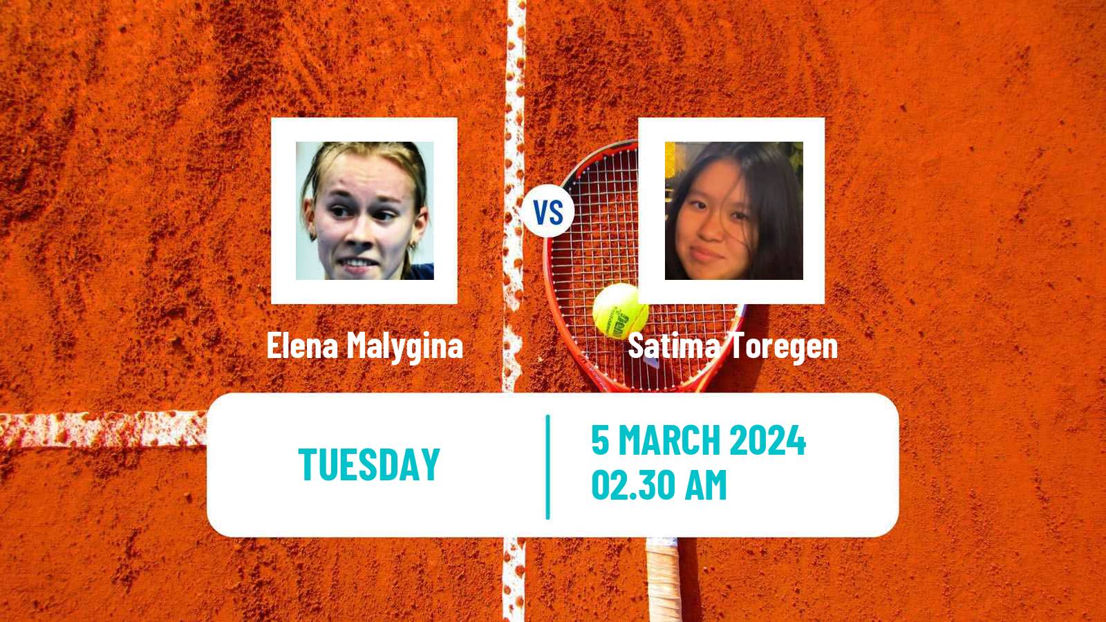 Tennis ITF W15 Karaganda Women Elena Malygina - Satima Toregen