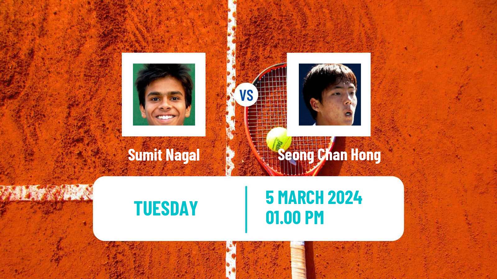 Tennis ATP Indian Wells Sumit Nagal - Seong Chan Hong