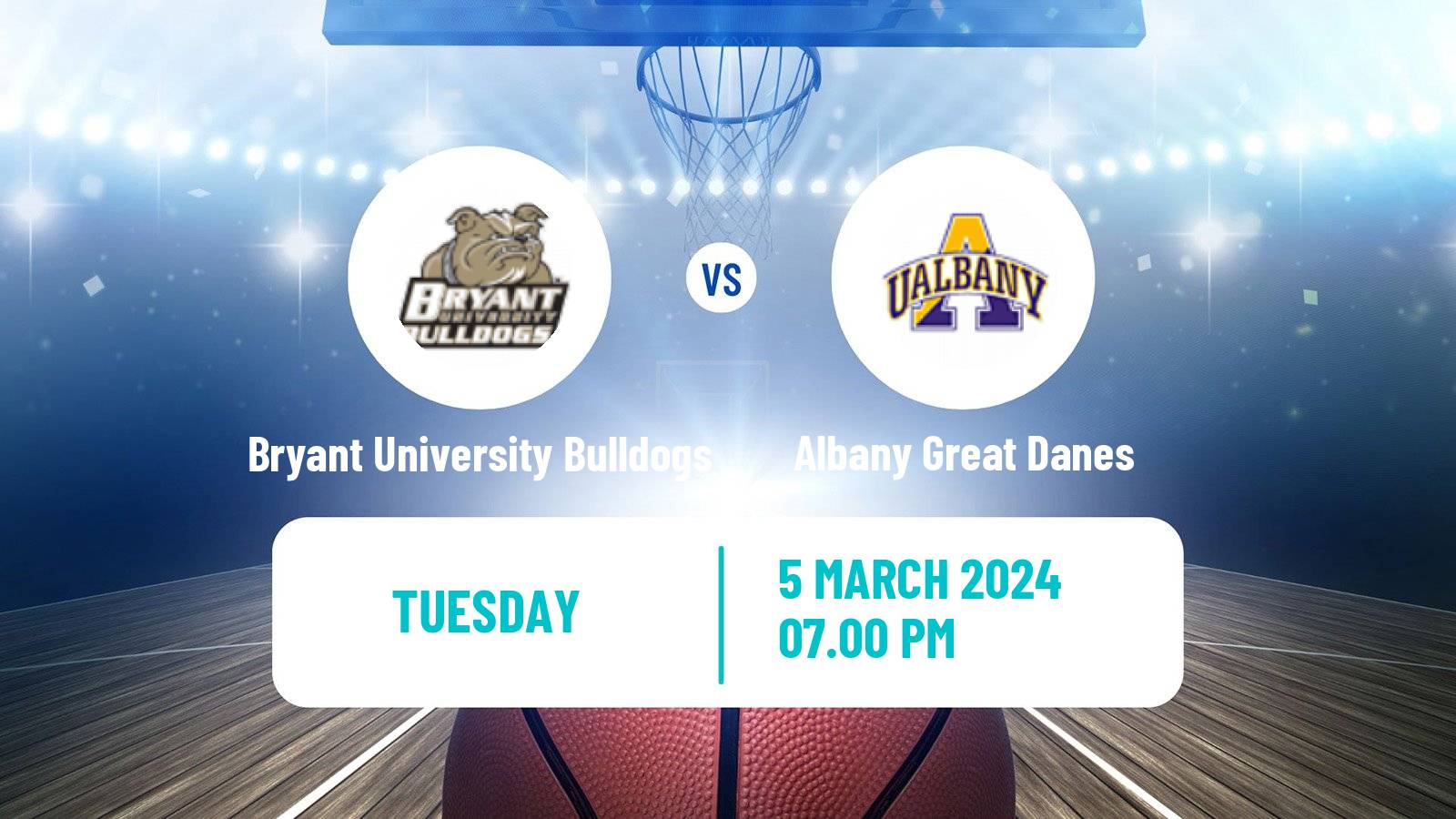 Basketball NCAA College Basketball Bryant University Bulldogs - Albany Great Danes