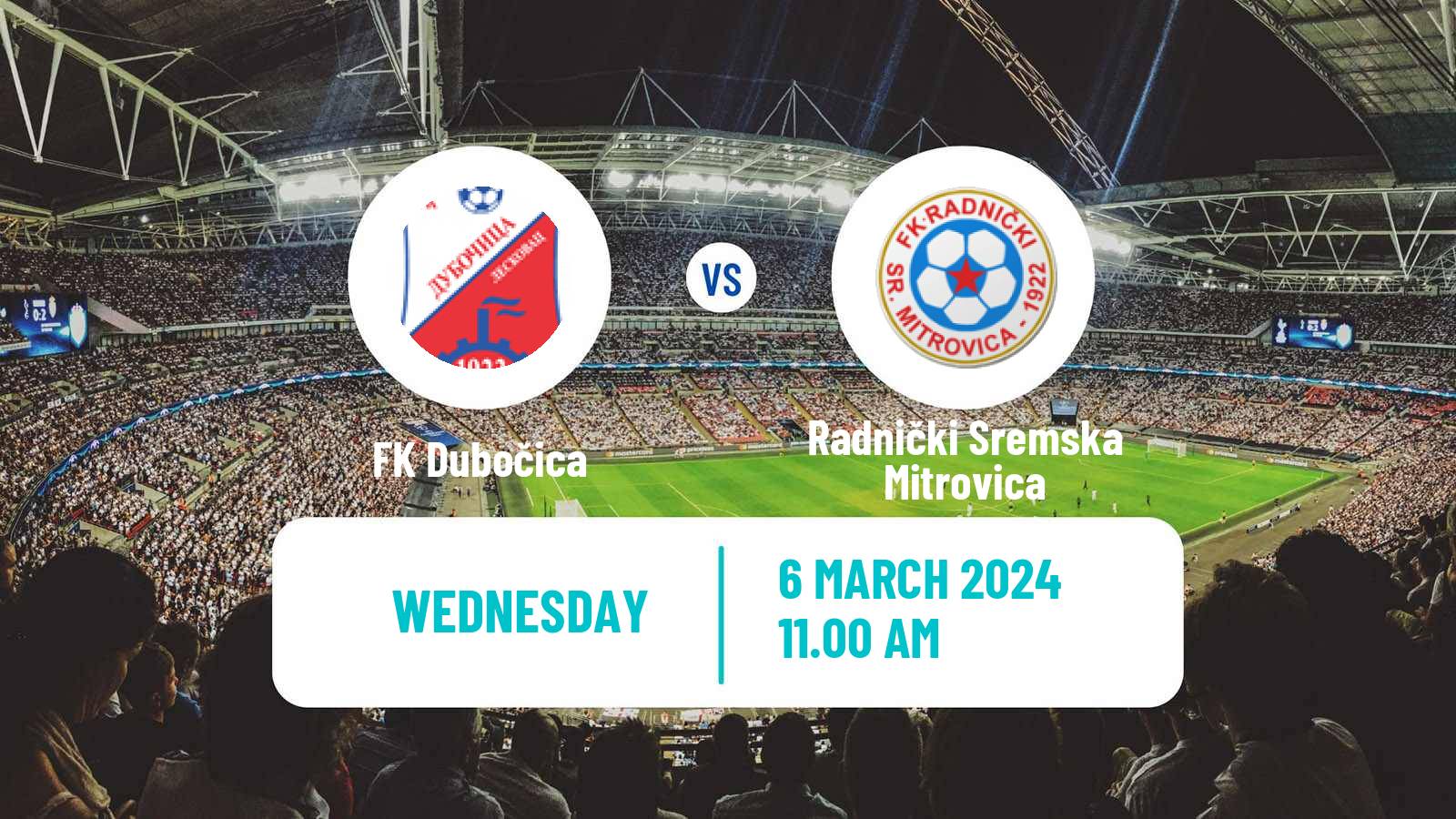 Soccer Serbian Prva Liga Dubočica - Radnički Sremska Mitrovica