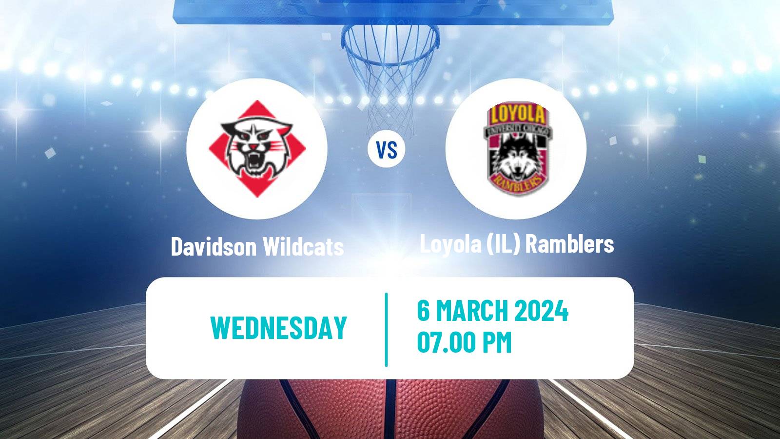 Basketball NCAA College Basketball Davidson Wildcats - Loyola IL Ramblers