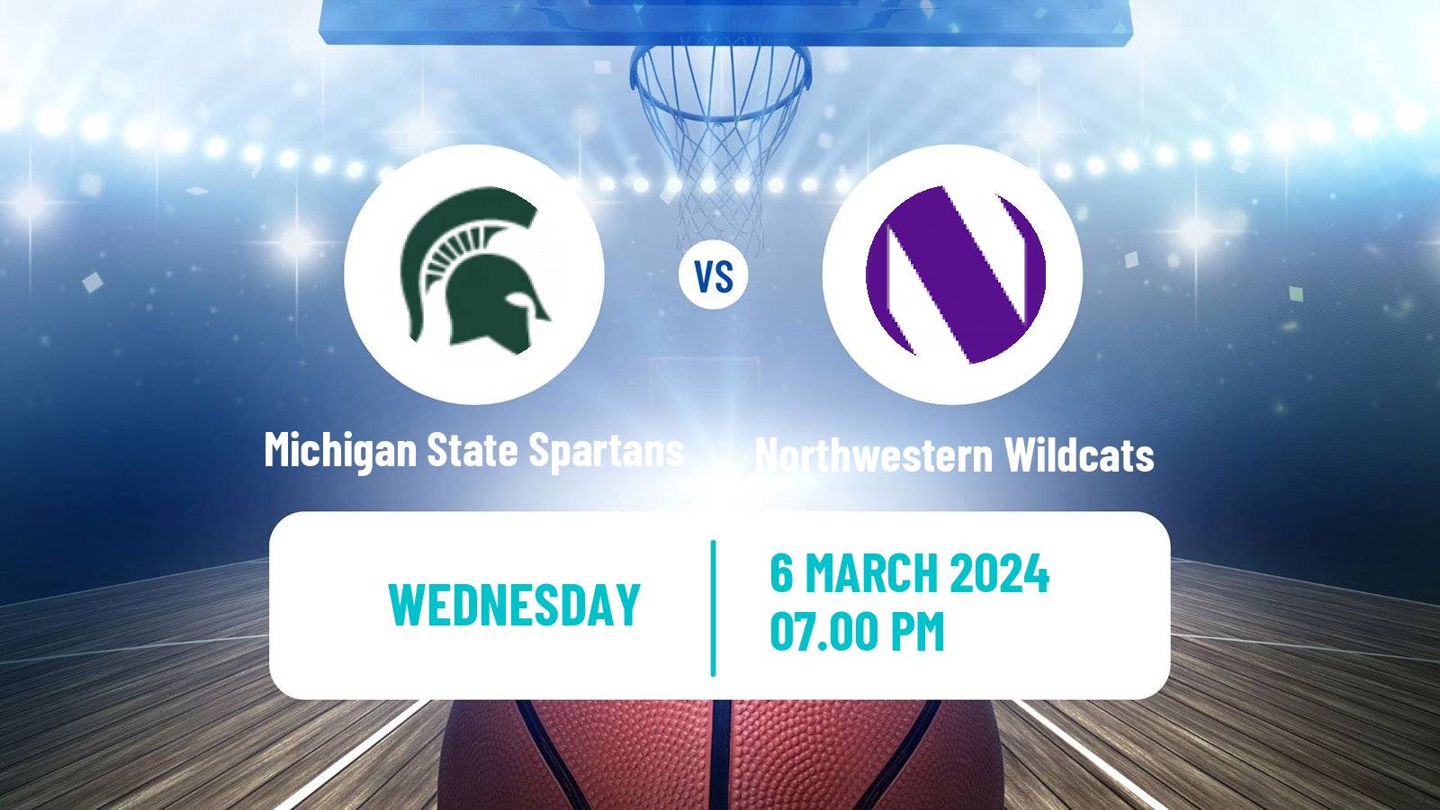 Basketball NCAA College Basketball Michigan State Spartans - Northwestern Wildcats