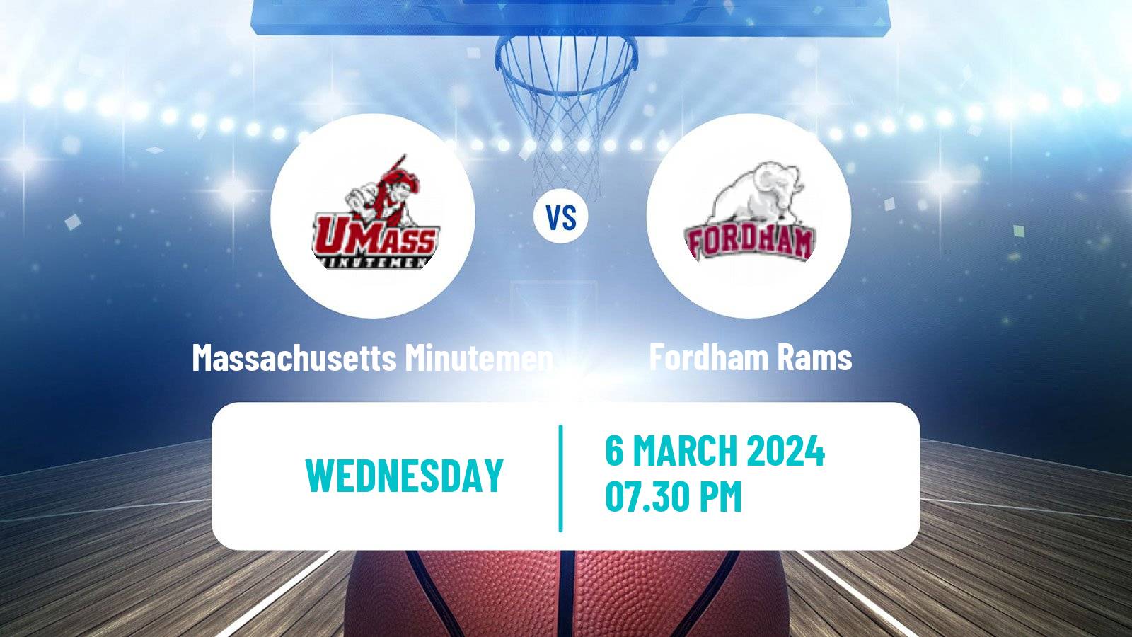 Basketball NCAA College Basketball Massachusetts Minutemen - Fordham Rams