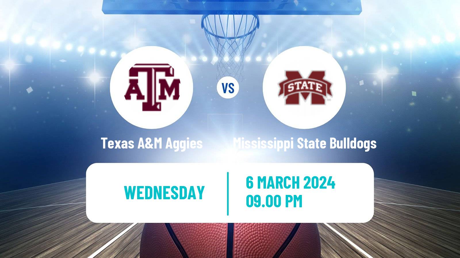 Basketball NCAA College Basketball Texas A&M Aggies - Mississippi State Bulldogs