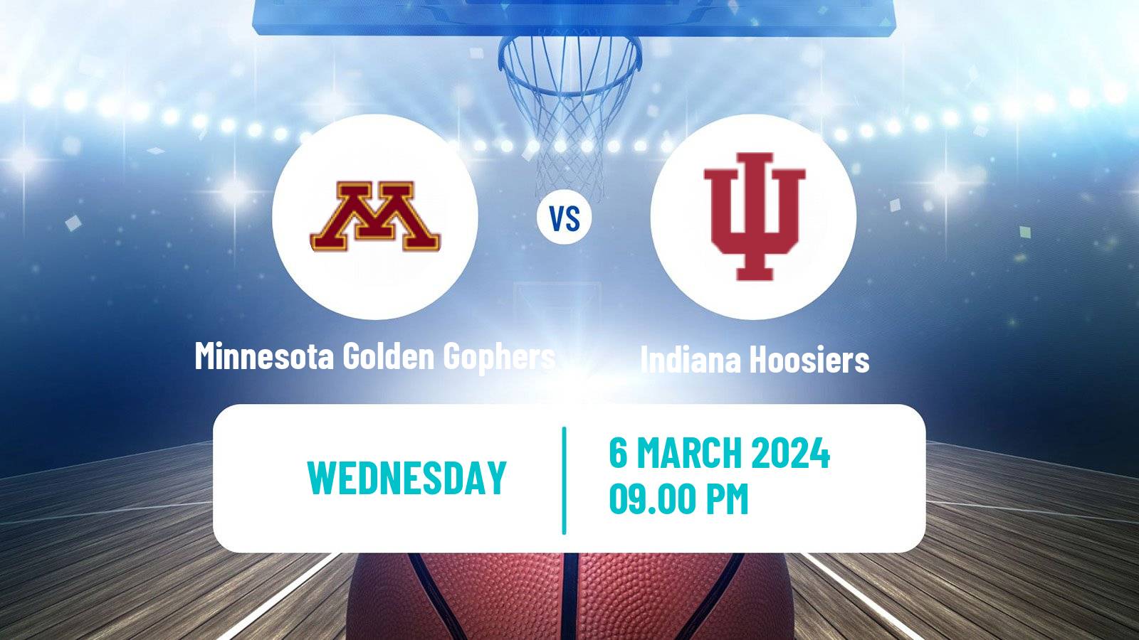 Basketball NCAA College Basketball Minnesota Golden Gophers - Indiana Hoosiers