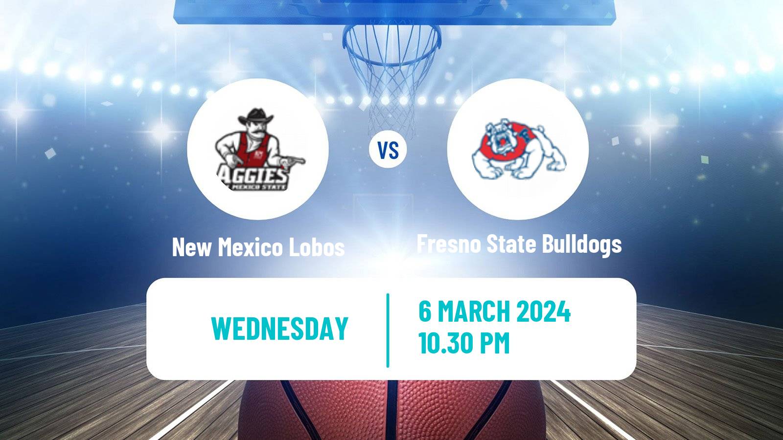 Basketball NCAA College Basketball New Mexico Lobos - Fresno State Bulldogs