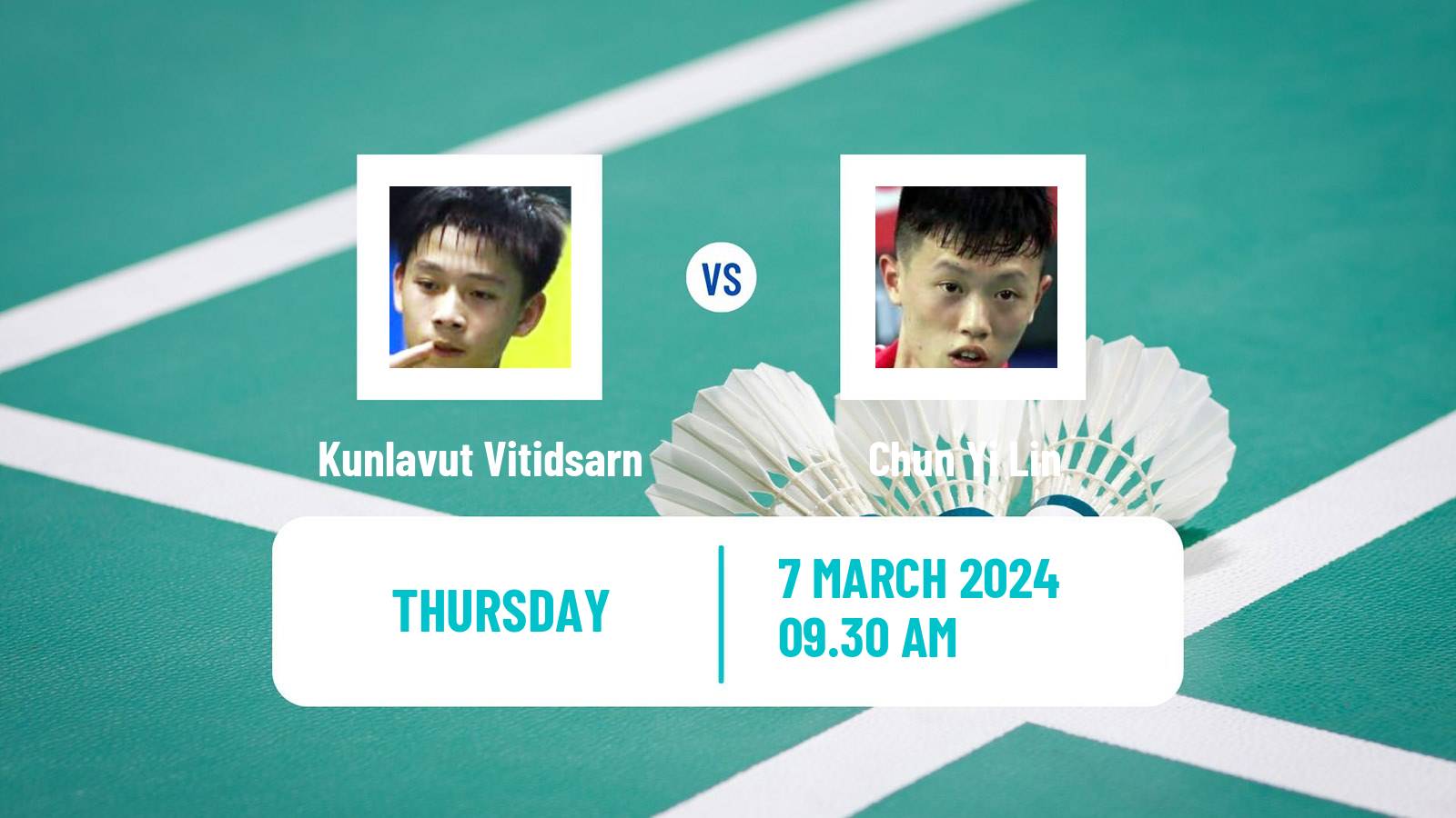 Badminton BWF World Tour French Open Men Kunlavut Vitidsarn - Chun Yi Lin