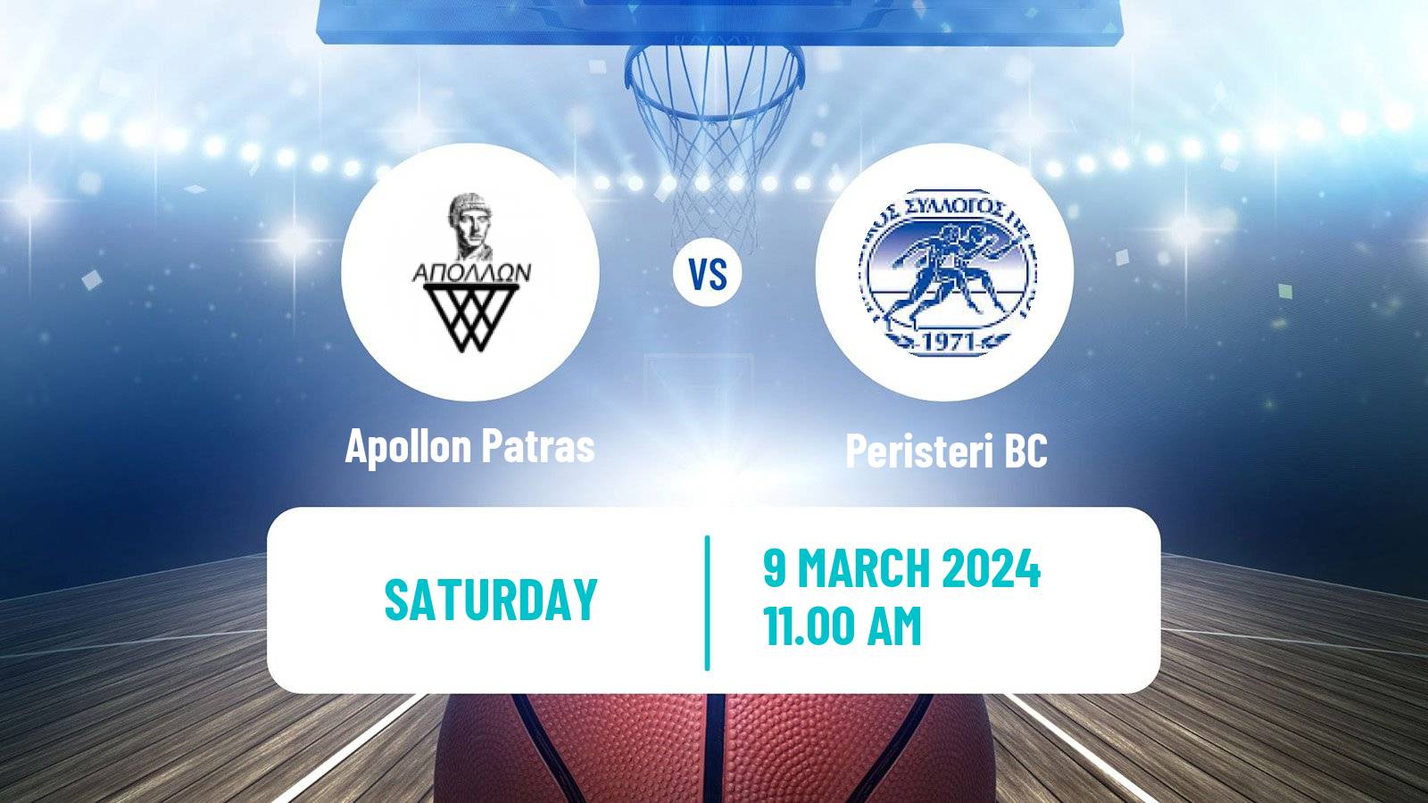 Basketball Greek Basket League A1 Apollon Patras - Peristeri BC