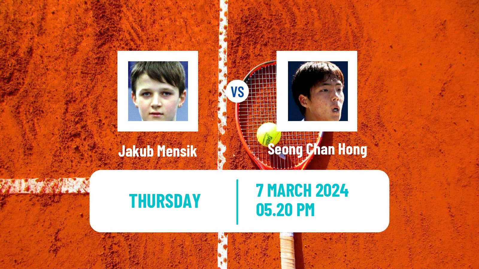 Tennis ATP Indian Wells Jakub Mensik - Seong Chan Hong