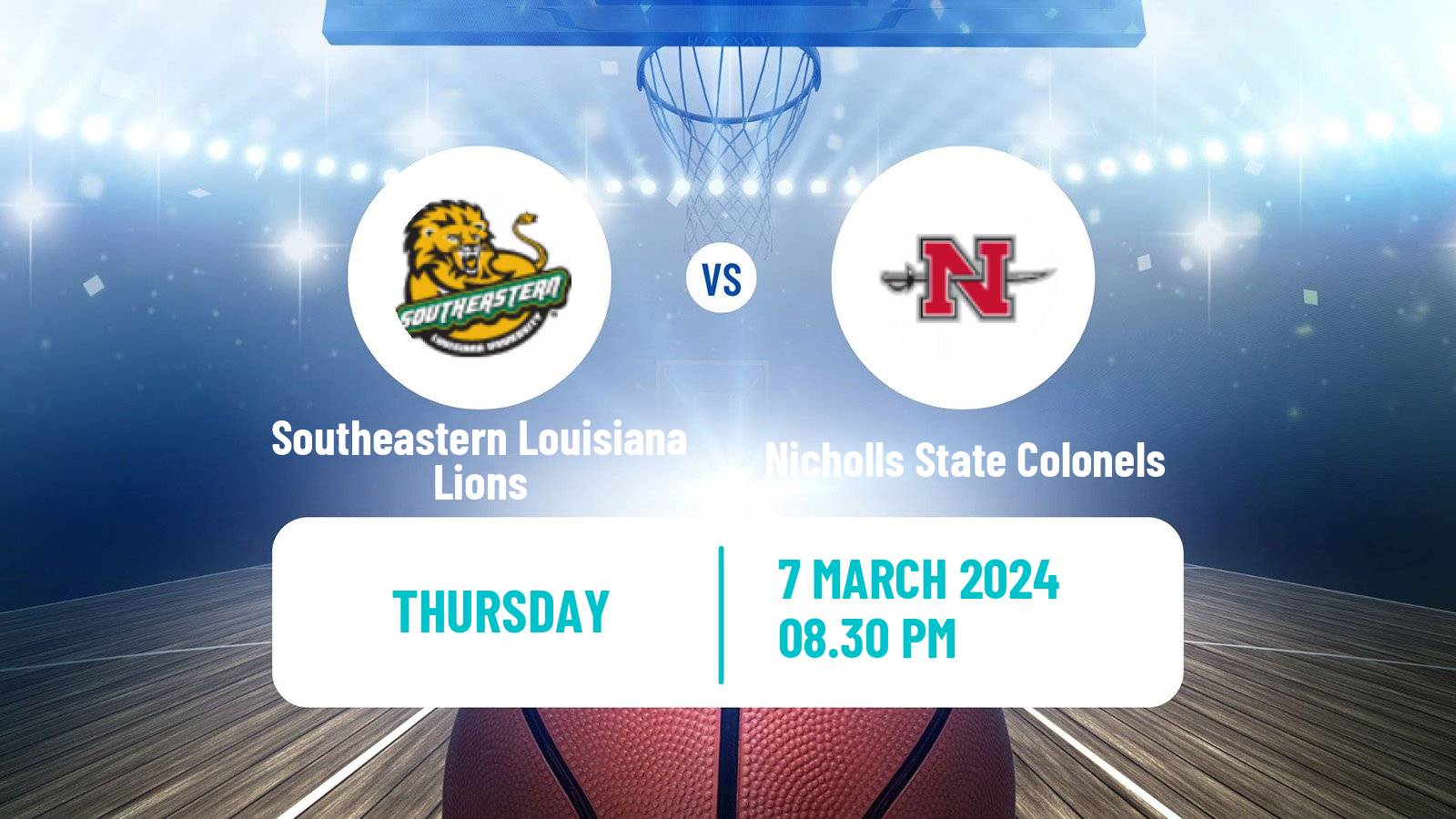 Basketball NCAA College Basketball Southeastern Louisiana Lions - Nicholls State Colonels