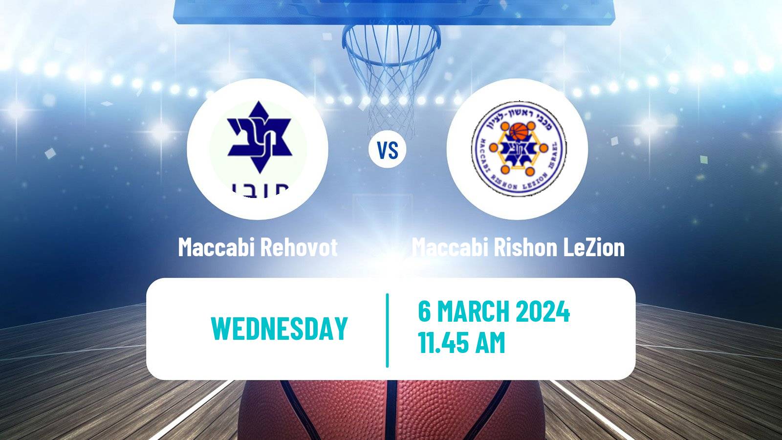 Basketball Israeli Liga Leumit Basketball Maccabi Rehovot - Maccabi Rishon LeZion