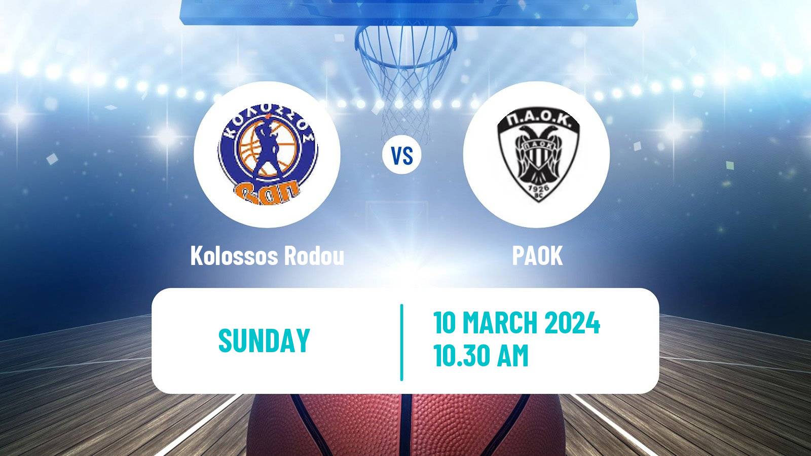 Basketball Greek Basket League A1 Kolossos Rodou - PAOK