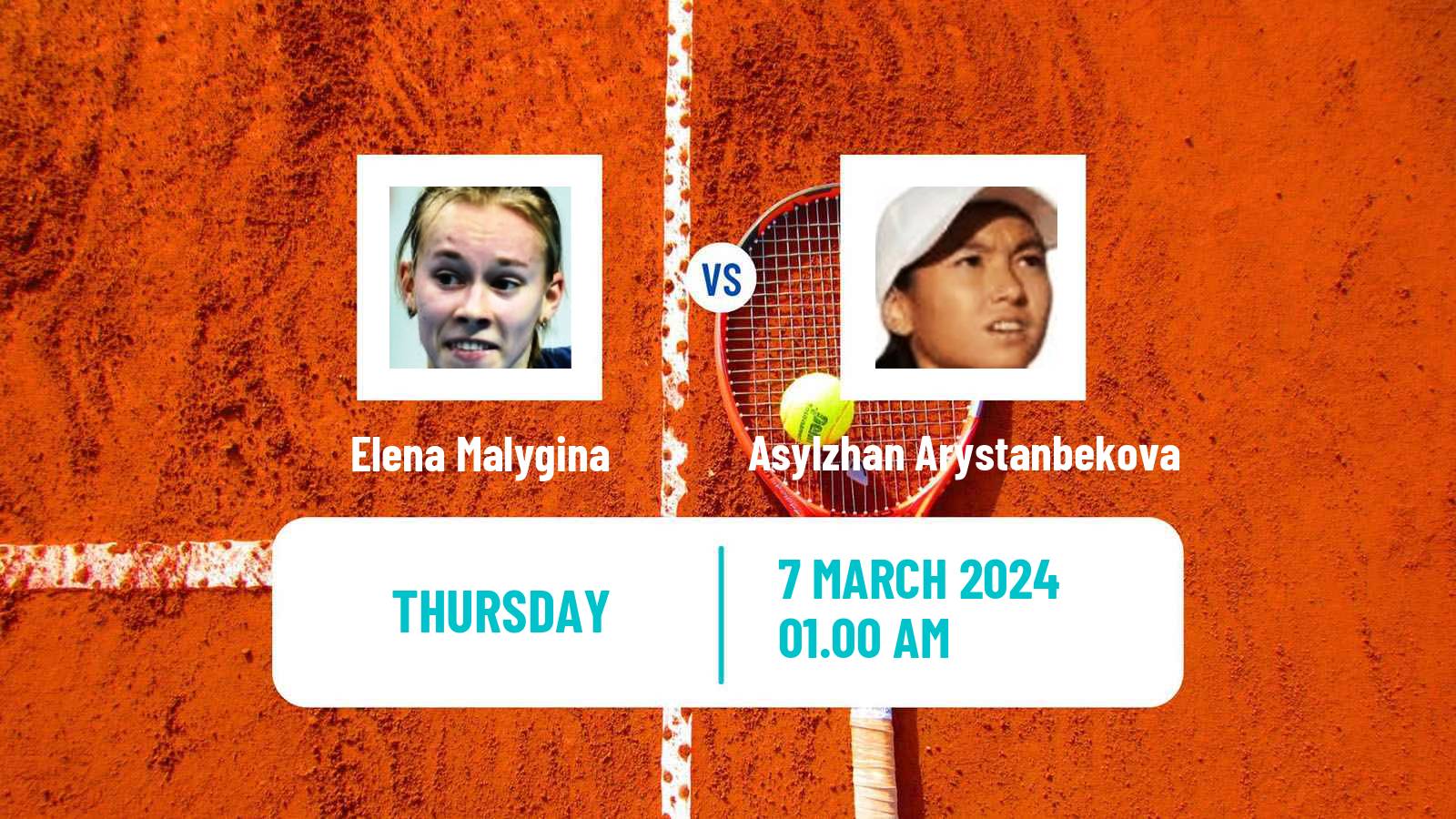 Tennis ITF W15 Karaganda Women Elena Malygina - Asylzhan Arystanbekova