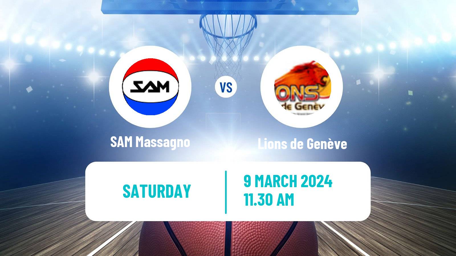 Basketball Swiss SB League Basketball SAM Massagno - Lions de Genève