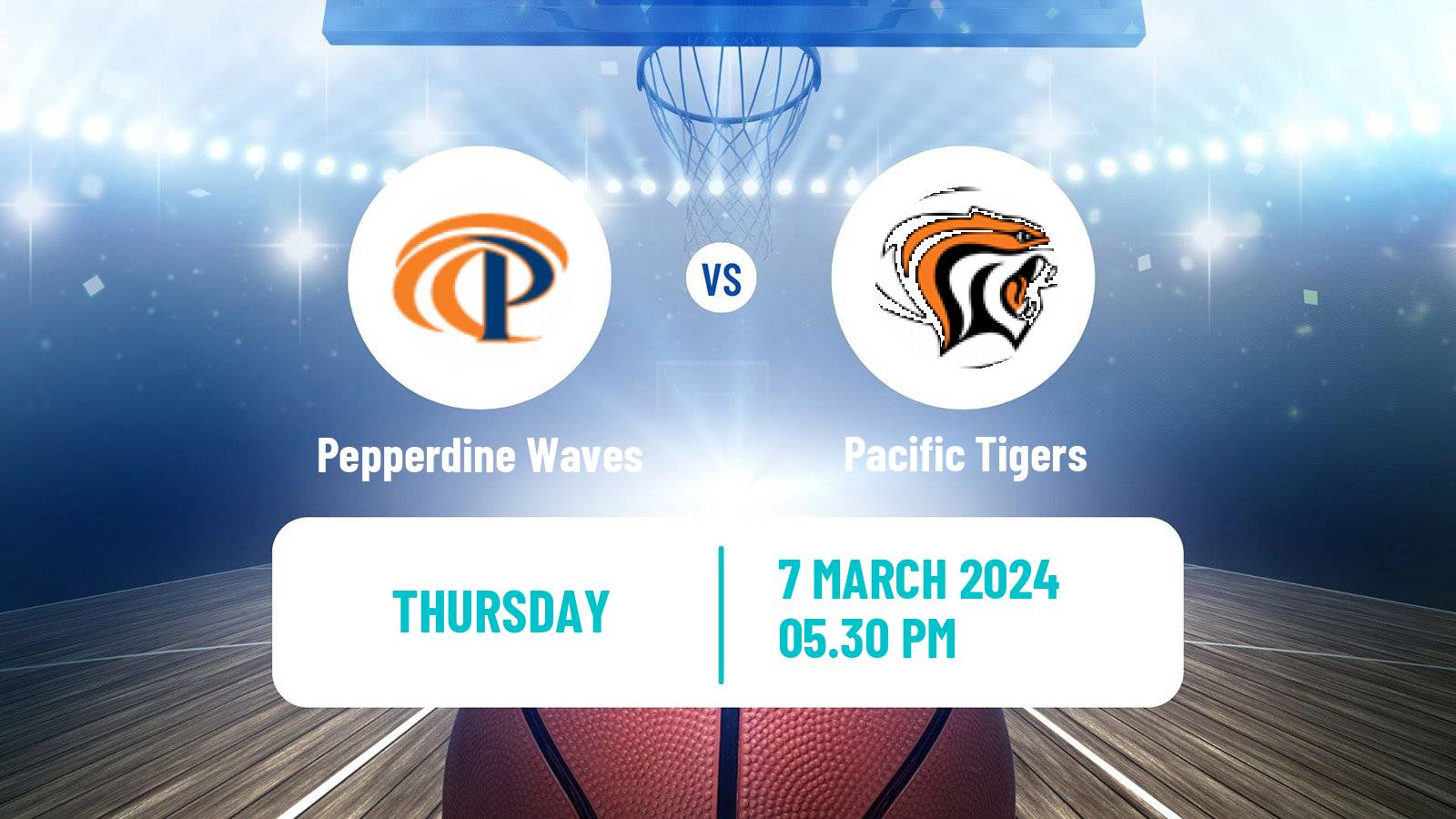 Basketball NCAA College Basketball Pepperdine Waves - Pacific Tigers