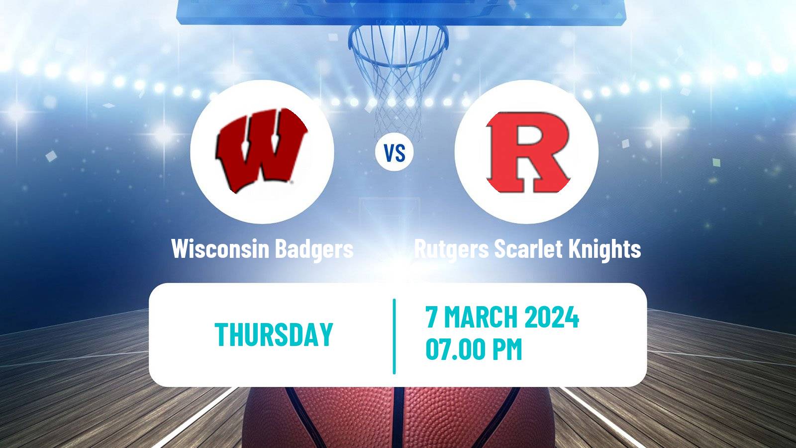 Basketball NCAA College Basketball Wisconsin Badgers - Rutgers Scarlet Knights
