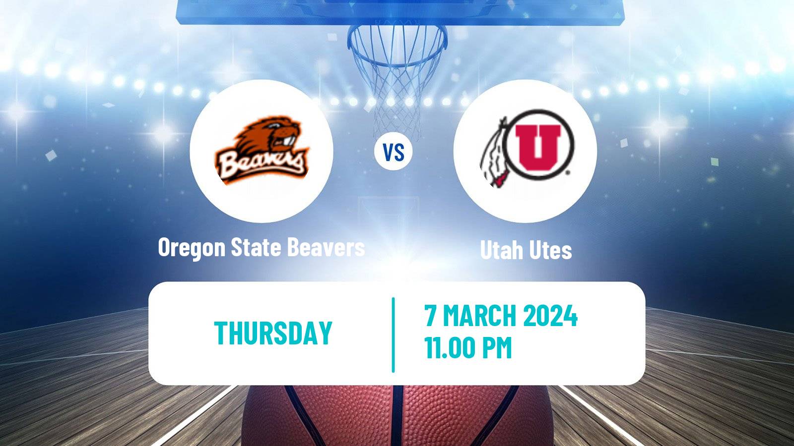 Basketball NCAA College Basketball Oregon State Beavers - Utah Utes