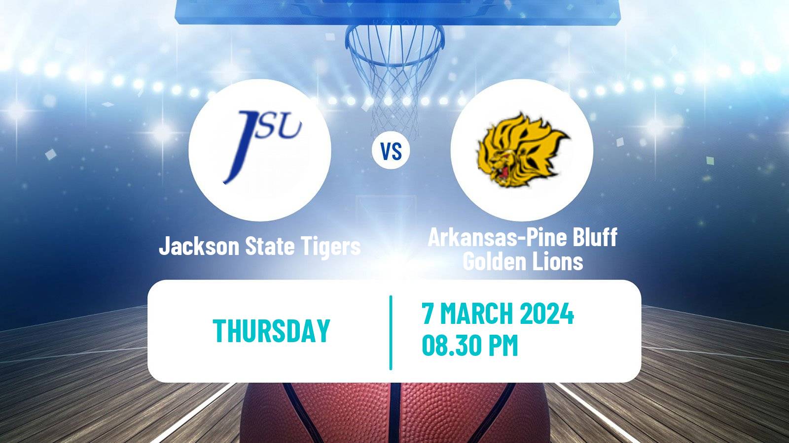 Basketball NCAA College Basketball Jackson State Tigers - Arkansas-Pine Bluff Golden Lions
