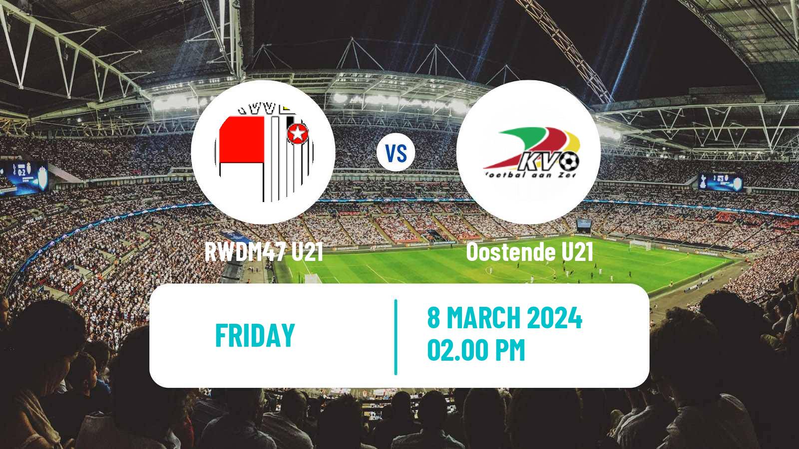 Soccer Belgian Pro League U21 RWDM47 U21 - Oostende U21