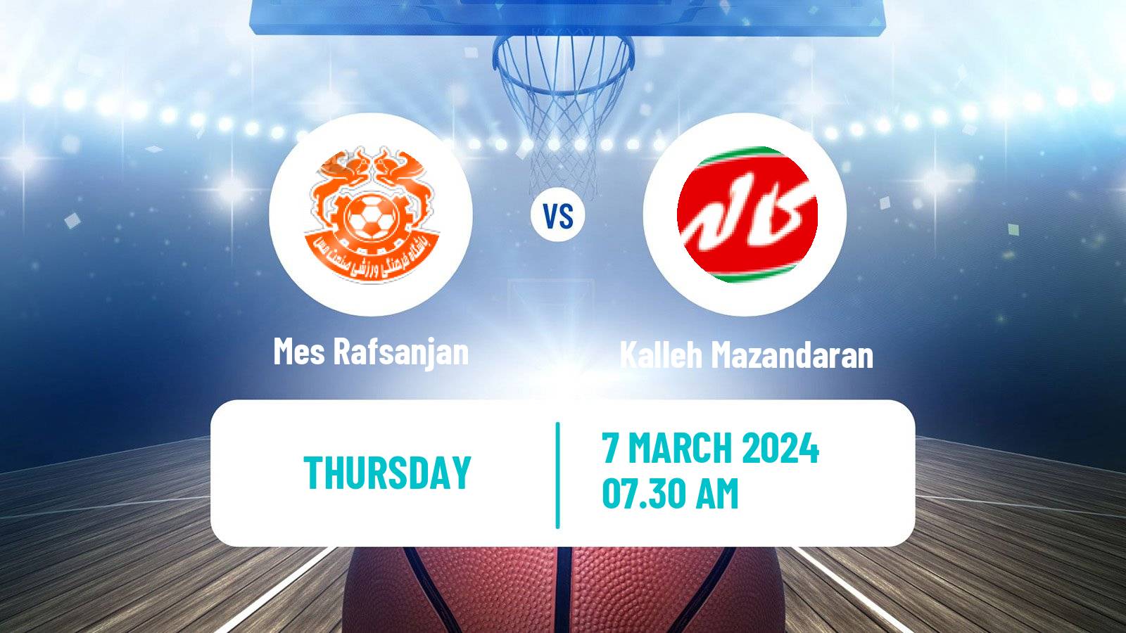 Basketball Iran Super League Basketball Mes Rafsanjan - Kalleh Mazandaran
