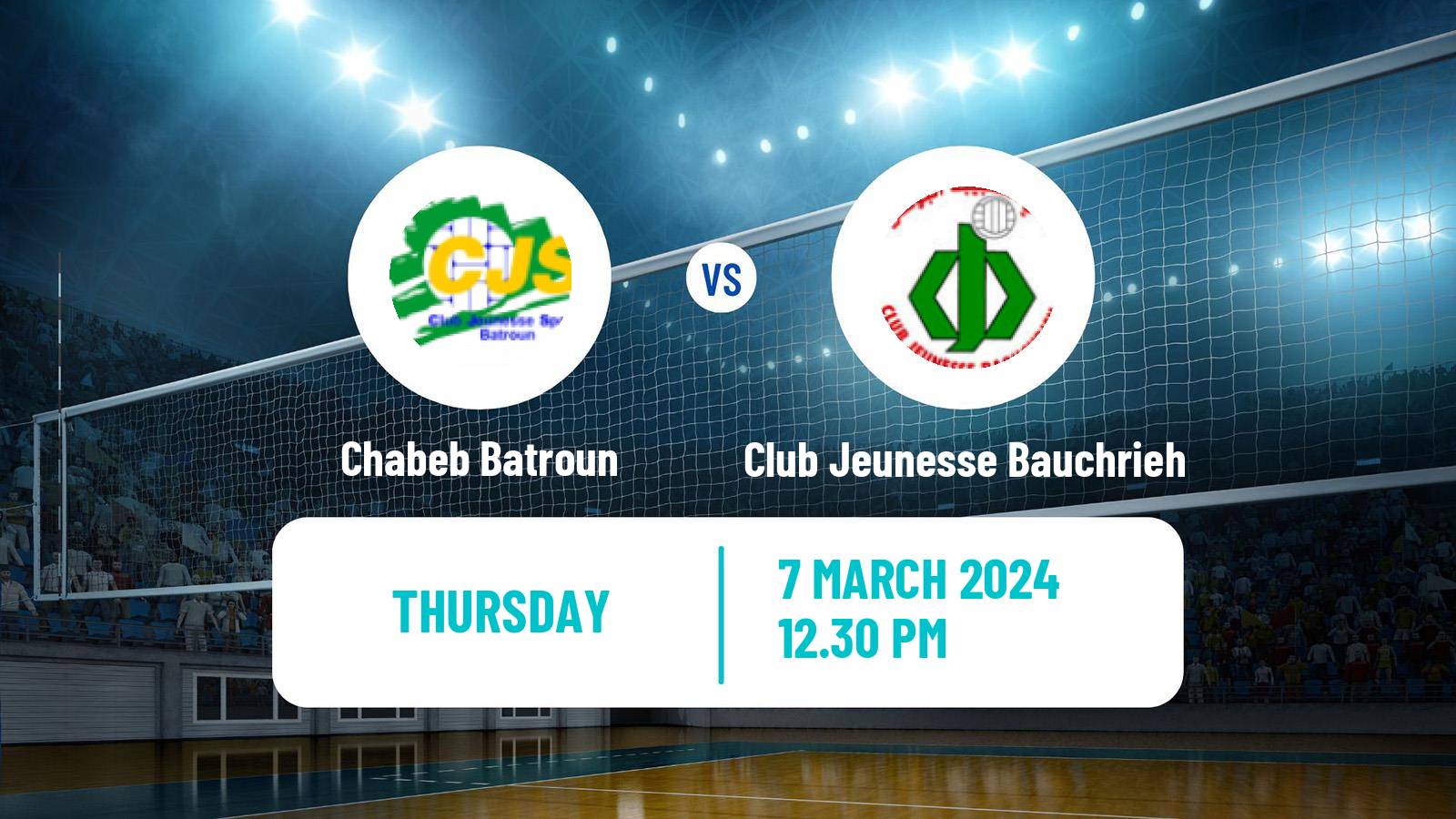 Volleyball Lebanese 1st Division Volleyball Chabeb Batroun - Club Jeunesse Bauchrieh