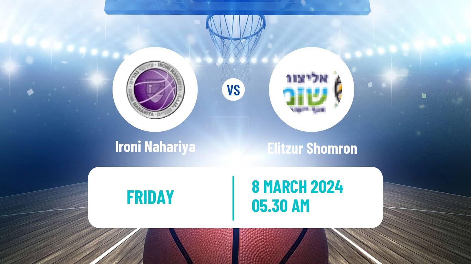 Basketball Israeli Liga Leumit Basketball Ironi Nahariya - Elitzur Shomron