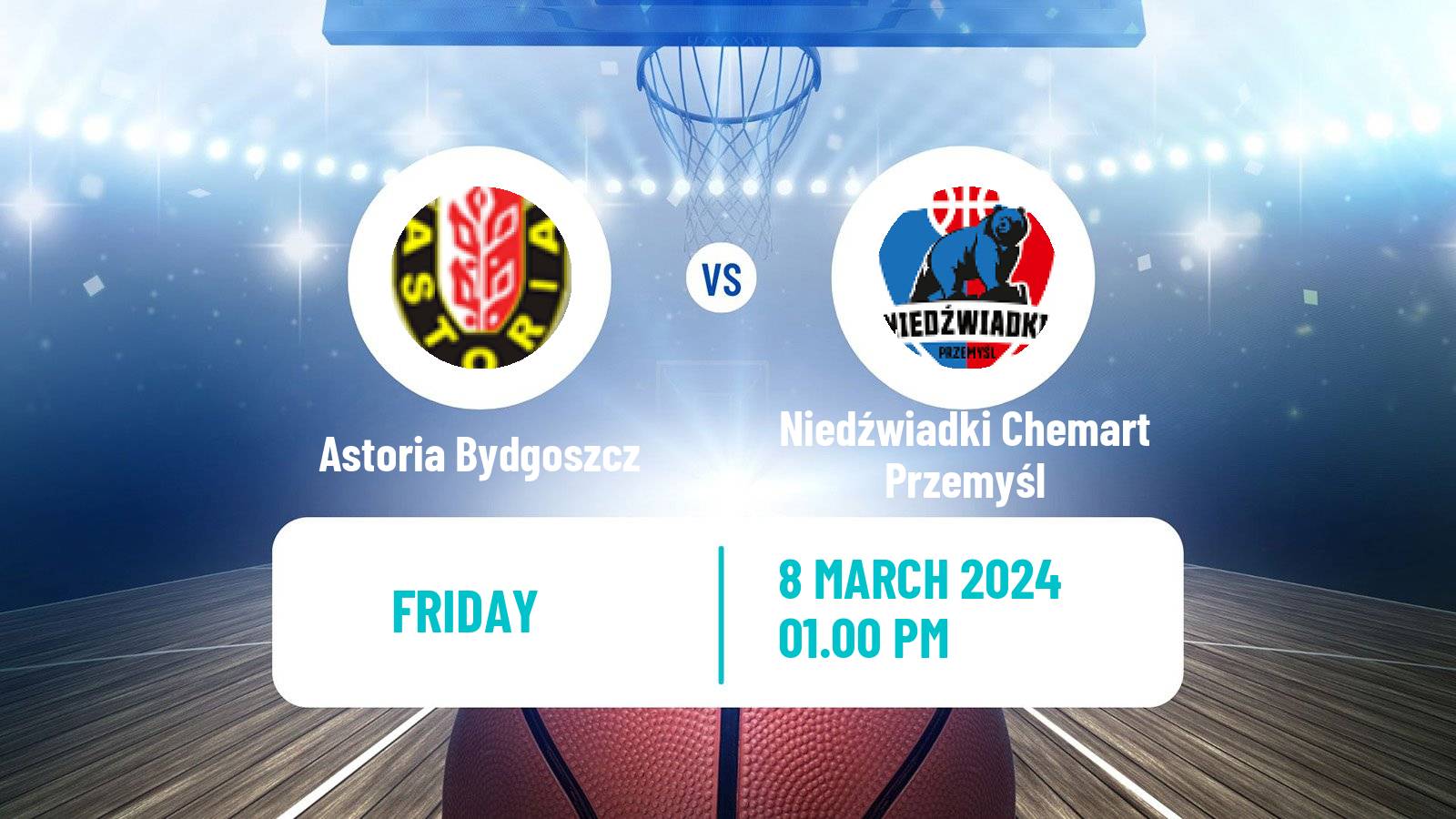 Basketball Polish 1 Liga Basketball Astoria Bydgoszcz - Niedźwiadki Chemart Przemyśl