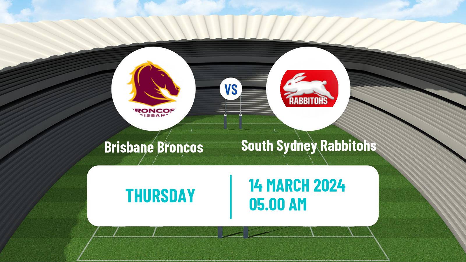 Rugby league Australian NRL Brisbane Broncos - South Sydney Rabbitohs