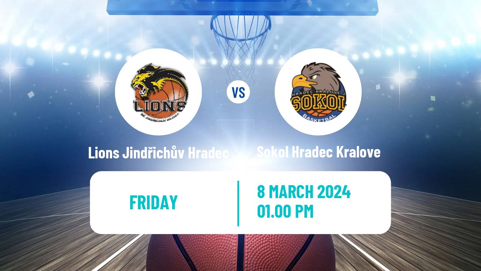 Basketball Czech 1 Liga Basketball Lions Jindřichův Hradec - Sokol Hradec Kralove