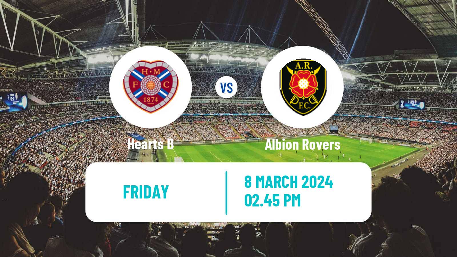 Soccer Scottish Lowland League Hearts B - Albion Rovers