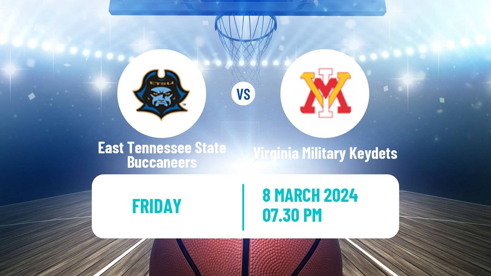 Basketball NCAA College Basketball East Tennessee State Buccaneers - Virginia Military Keydets