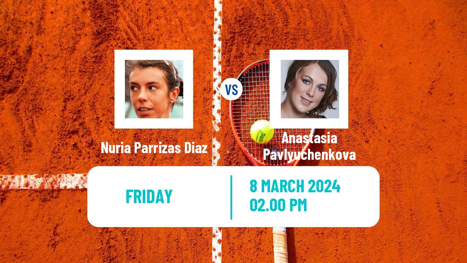 Tennis WTA Indian Wells Nuria Parrizas Diaz - Anastasia Pavlyuchenkova