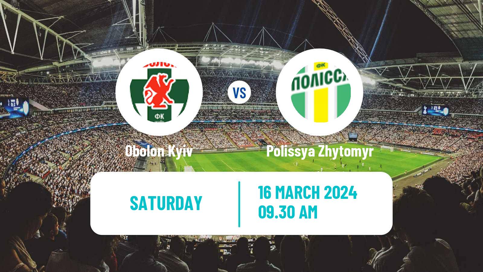Soccer Ukrainian Premier League Obolon - Polissya Zhytomyr