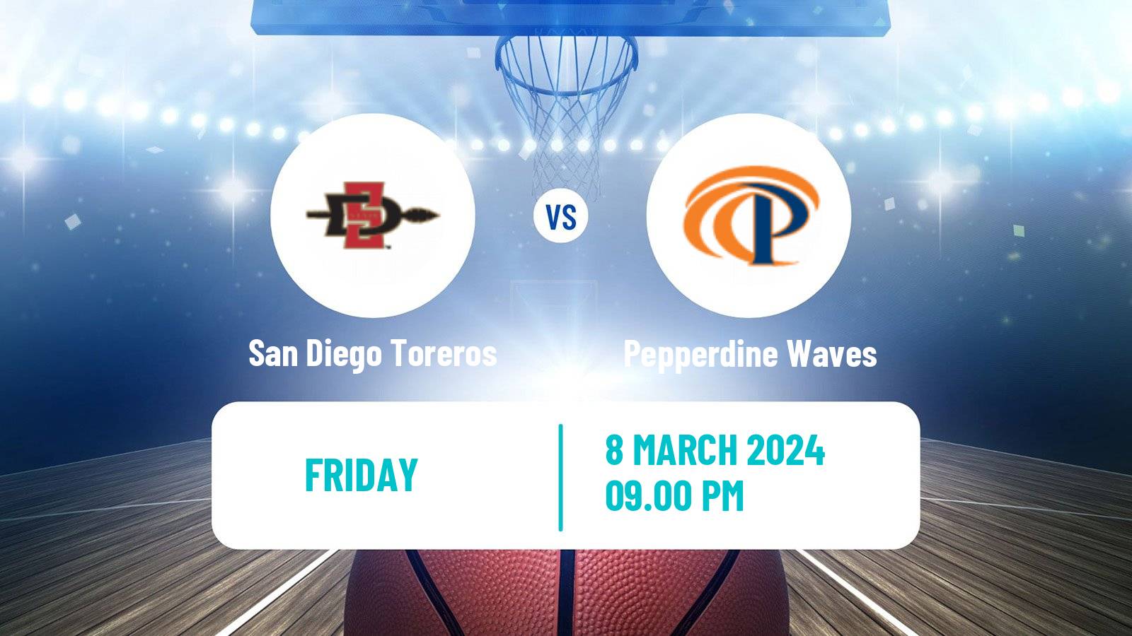 Basketball NCAA College Basketball San Diego Toreros - Pepperdine Waves