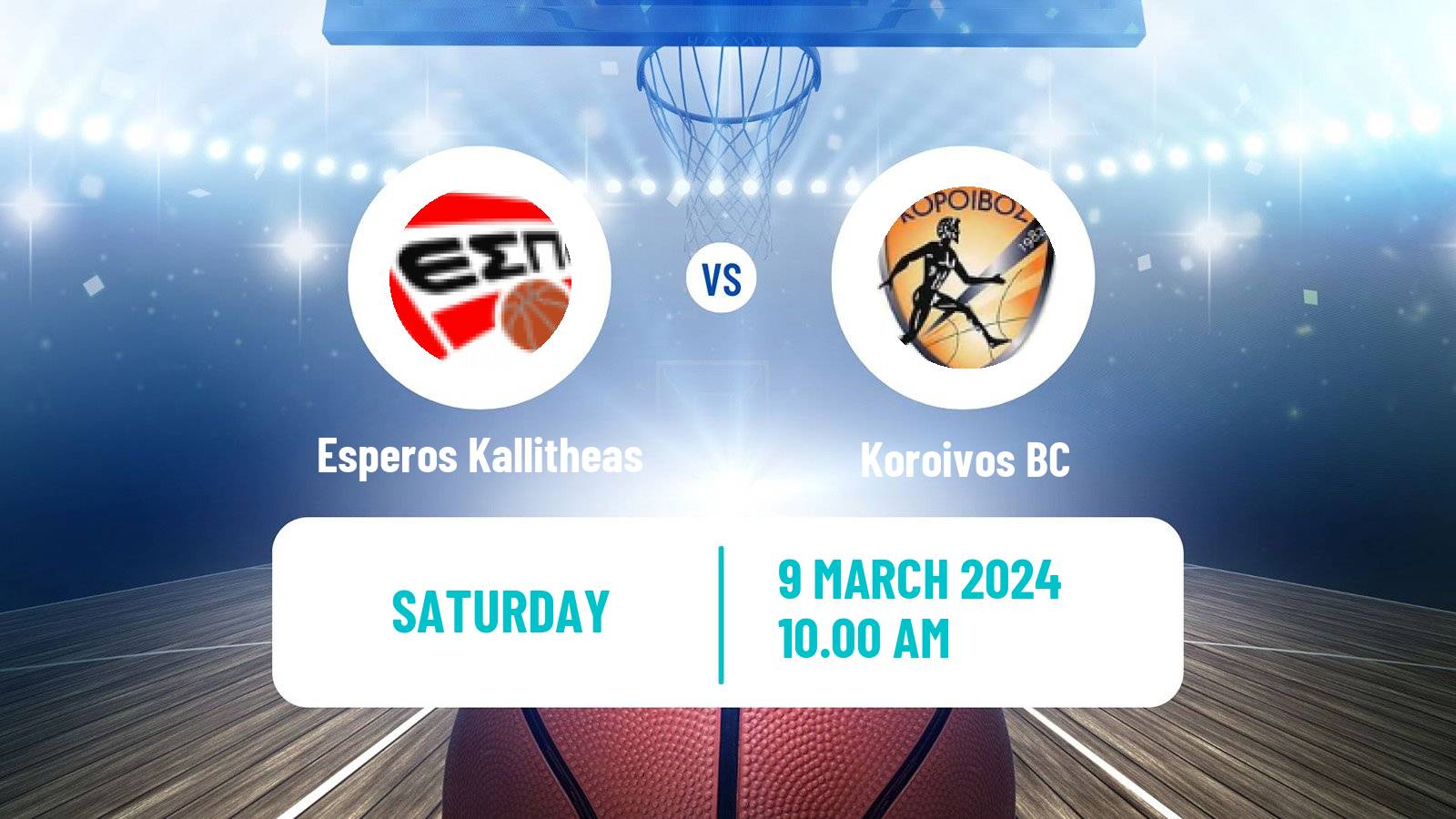 Basketball Greek Elite League Basketball Esperos Kallitheas - Koroivos