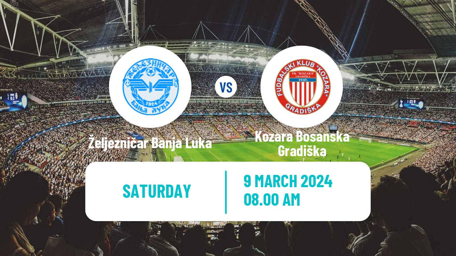 Soccer Bosnian Prva Liga RS Željezničar Banja Luka - Kozara Bosanska Gradiška