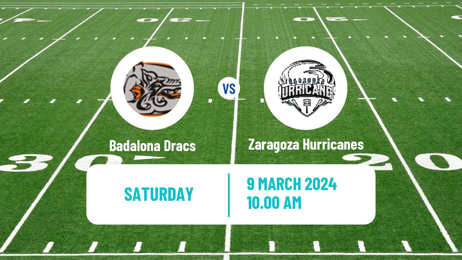 American football Spanish LNFA Serie A Badalona Dracs - Zaragoza Hurricanes