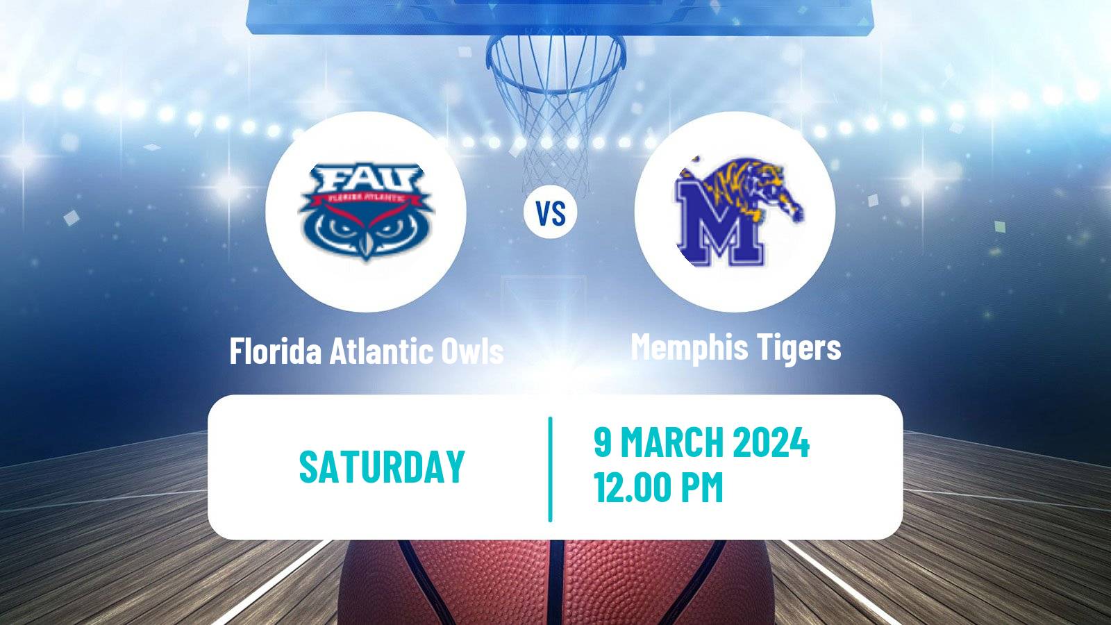 Basketball NCAA College Basketball Florida Atlantic Owls - Memphis Tigers