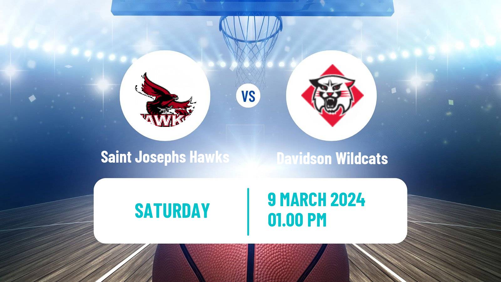 Basketball NCAA College Basketball Saint Josephs Hawks - Davidson Wildcats