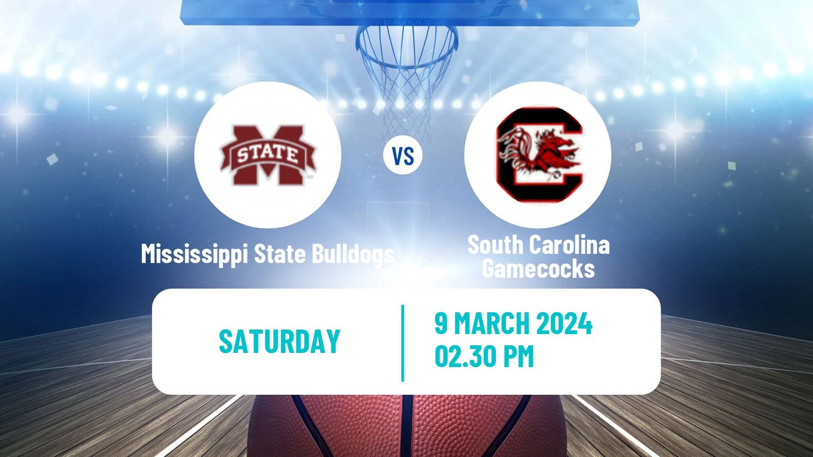 Basketball NCAA College Basketball Mississippi State Bulldogs - South Carolina Gamecocks