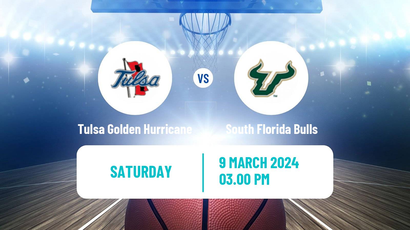 Basketball NCAA College Basketball Tulsa Golden Hurricane - South Florida Bulls