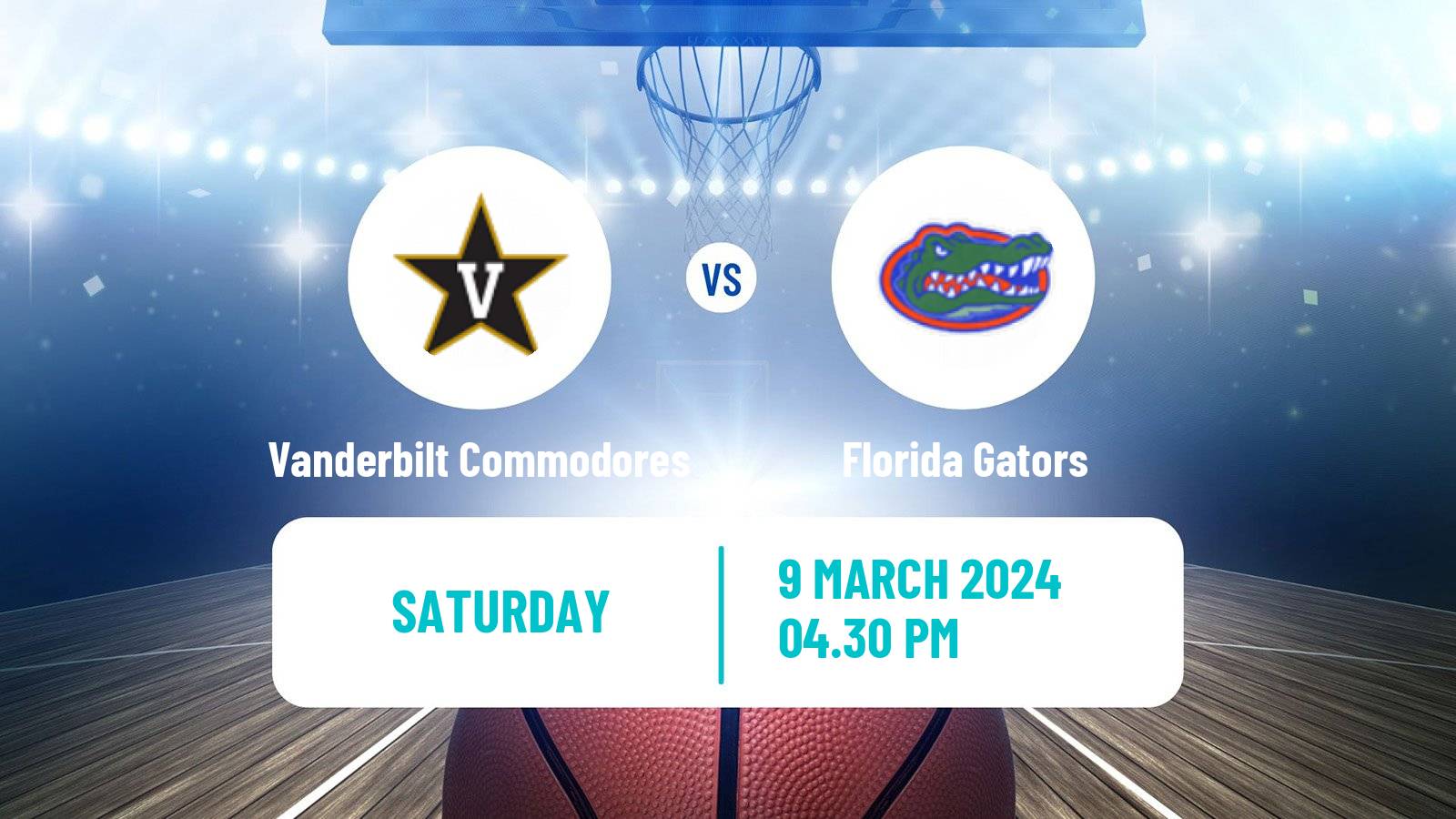 Basketball NCAA College Basketball Vanderbilt Commodores - Florida Gators