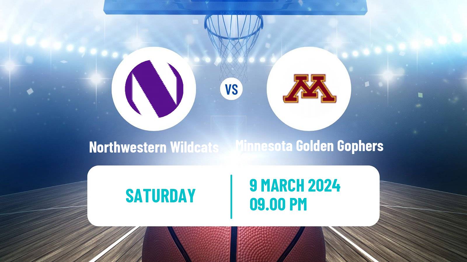 Basketball NCAA College Basketball Northwestern Wildcats - Minnesota Golden Gophers