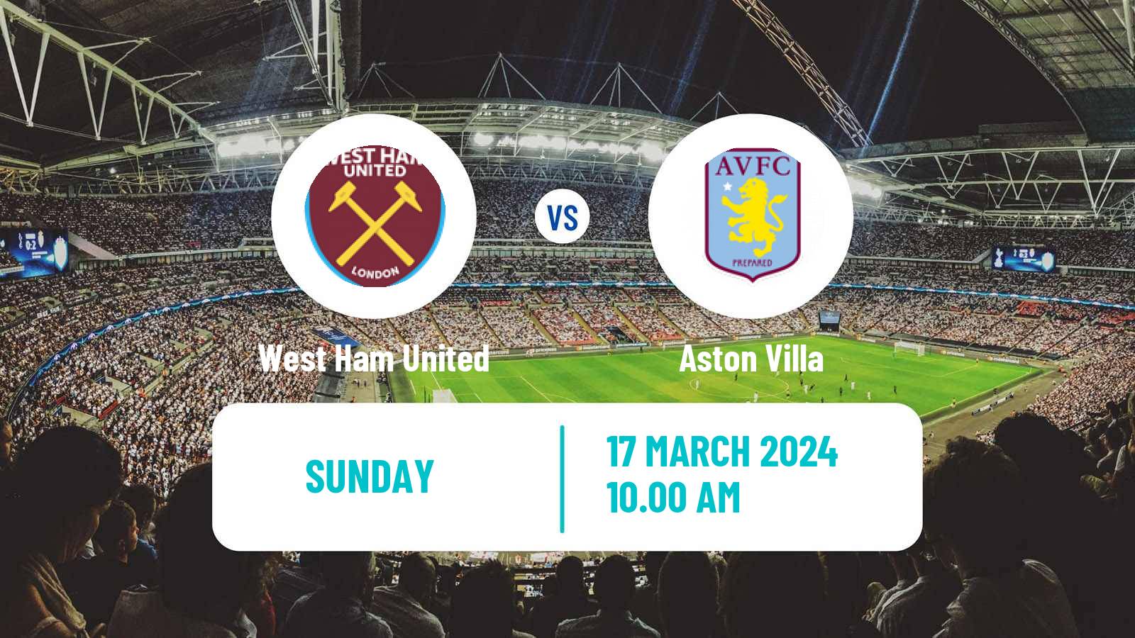 Soccer English Premier League West Ham United - Aston Villa