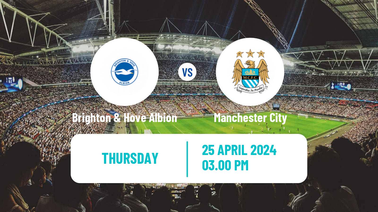 Soccer English Premier League Brighton & Hove Albion - Manchester City